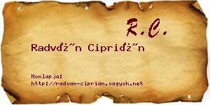 Radván Ciprián névjegykártya